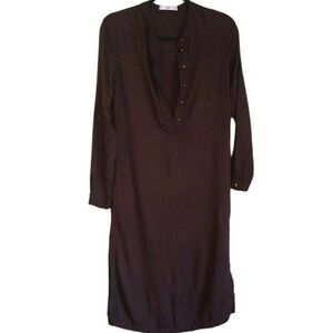 MNG Shirt Dress Women's Size 2 With Side Slits Plum Purple